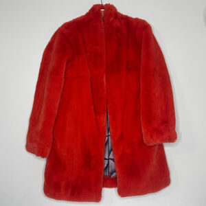Talie Women’s Small Faux Fur Red Orange Polyester Fully Lined Coat Jacket
